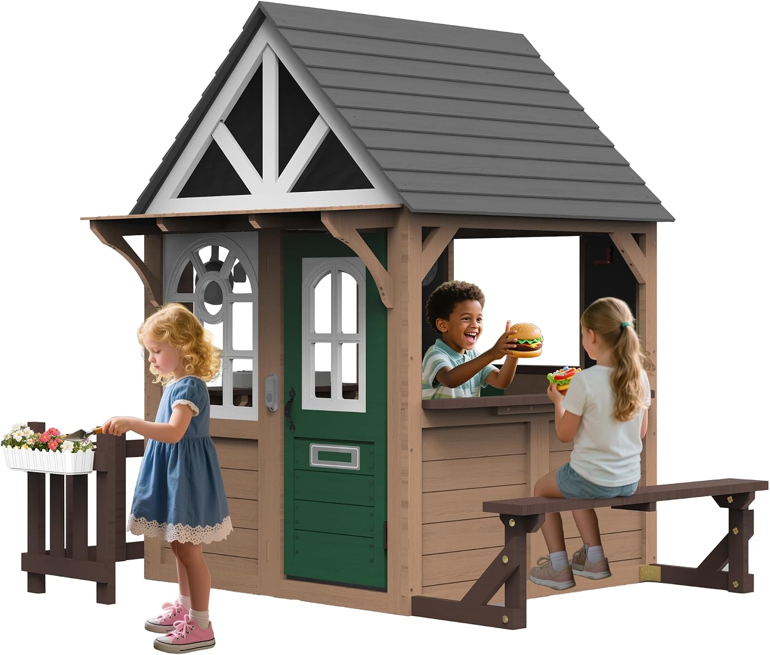 Kids Outdoor Kitchen - Seizeen Buitenspeelhuis voor Kinderen, Speelhuis van