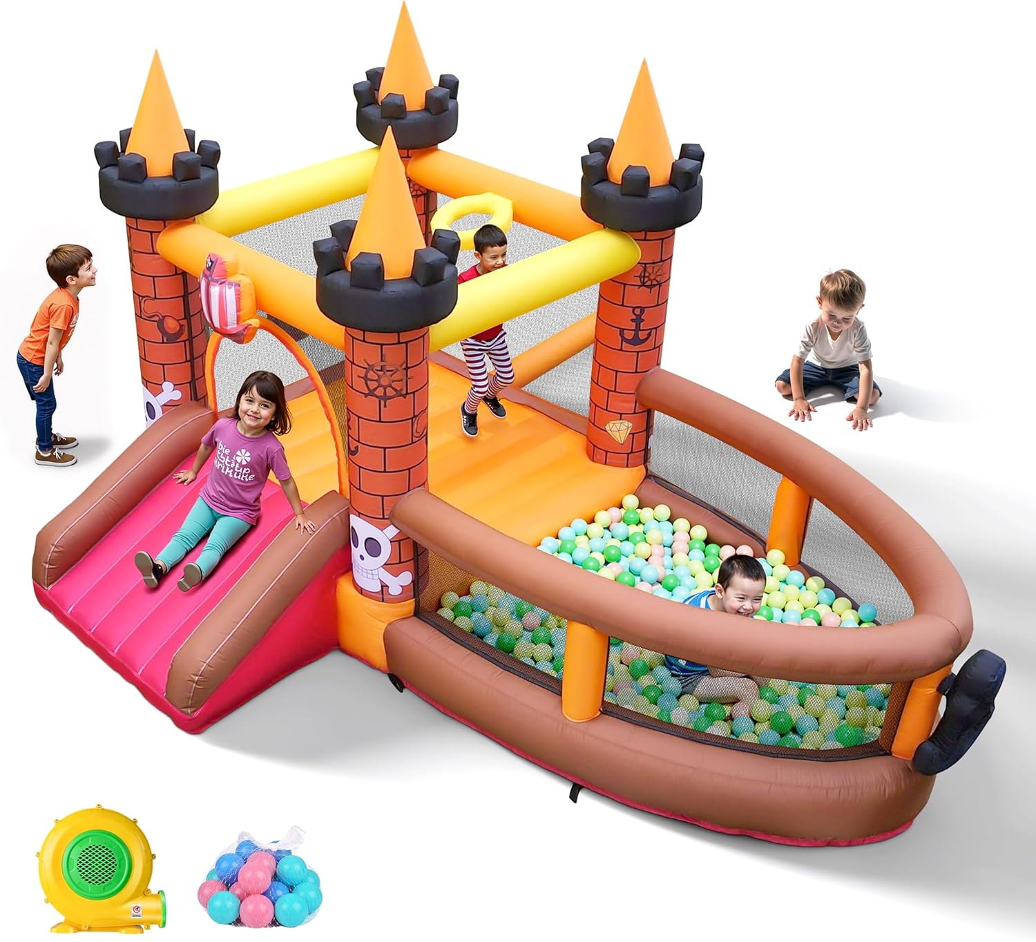 Kids Outdoor House - Opblaasbare springkasteel voor kinderen van 3-8