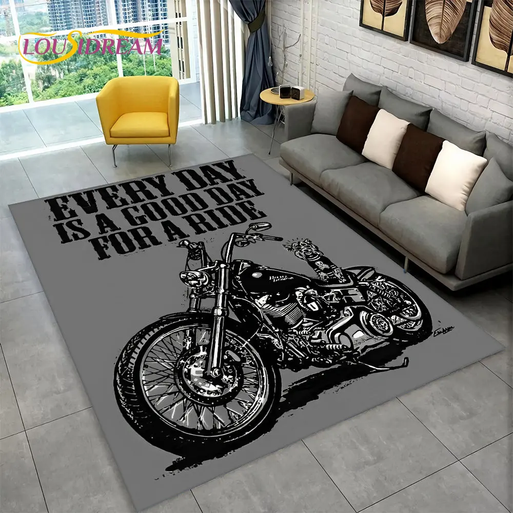 Kids Outdoor Clubhouse - 3D Retro Vintage motorfiets gebied tapijt