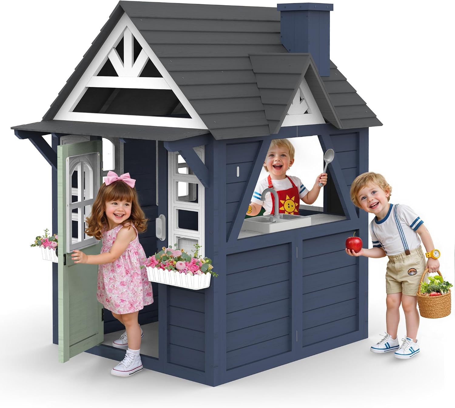 Kids Outdoor Sink - Buitenspeelhuis voor kinderen, modern speelhuis van