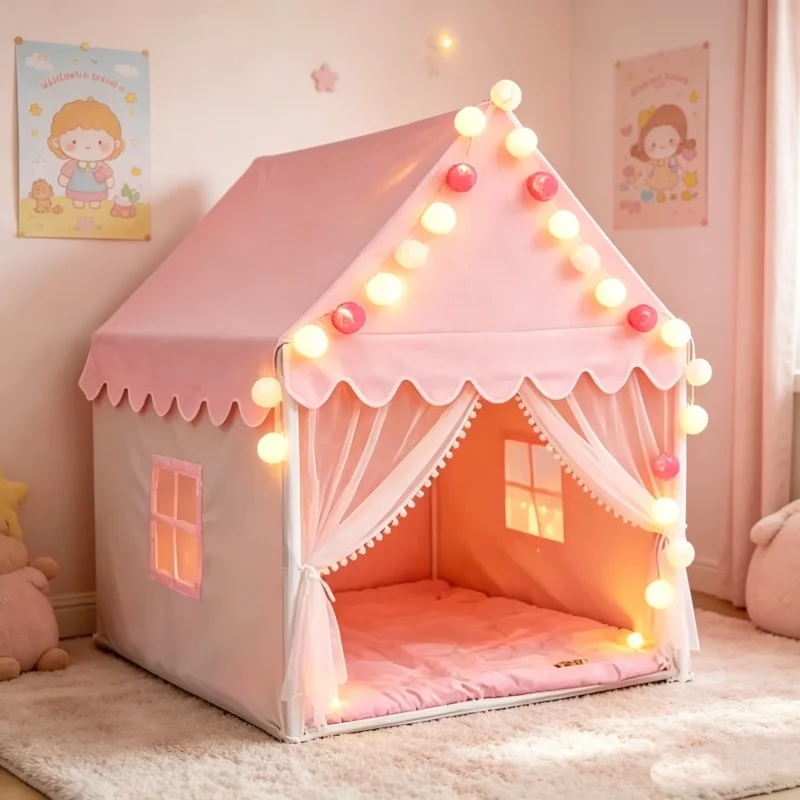 Kids Outdoor Play Tent - Grote roze prinsessenkasteel tent opvouwbaar draagbaar