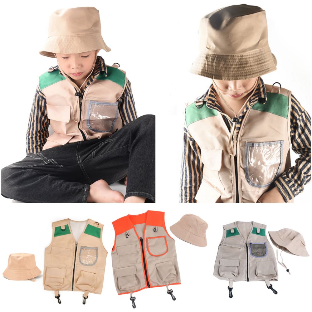 Kids Outdoor Adventure Kit - Multicolor Kinder Explorer Hoed Vest Cargo
