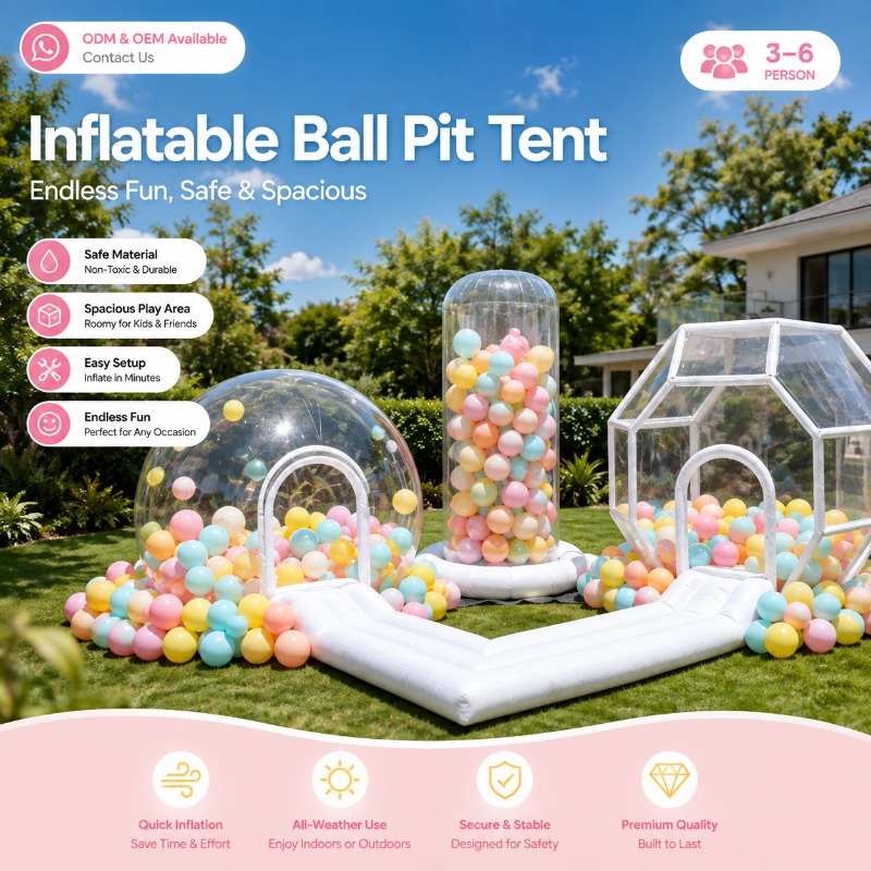 Kids Outdoor Tent - Opblaasbare ballenbak tent, transparante PVC bubbelhuis,