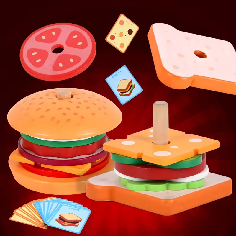Kids Outdoor Kitchen - Kinderen Fantasiespel Keuken Houten Speelgoed Hamburger