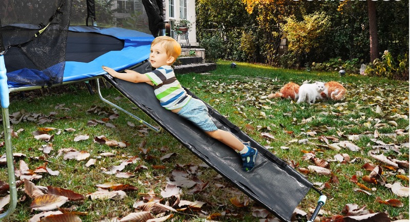 Kids Outdoor Ladder - Speelgoedtrampoline met glijbaan en kleine ladder