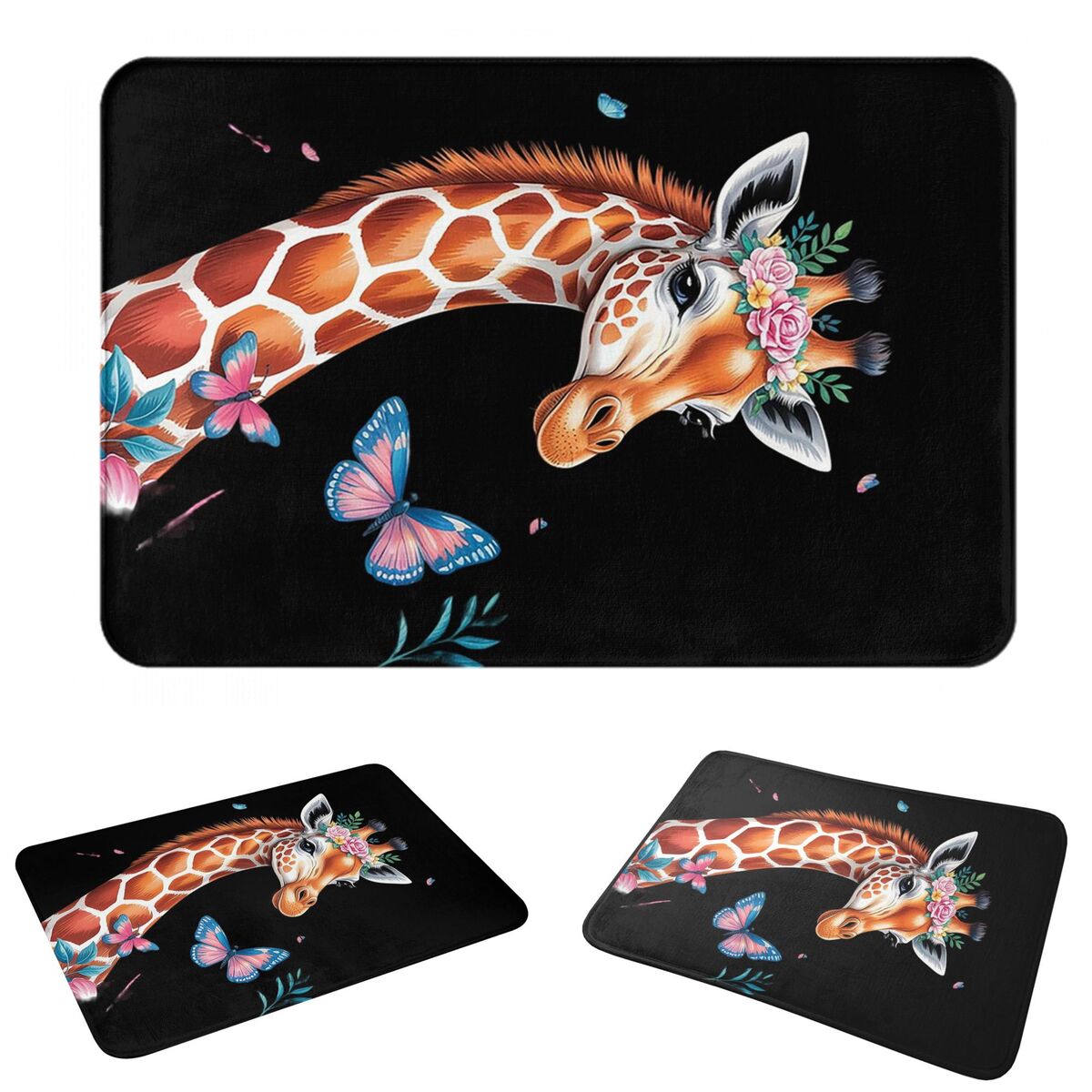Kids Outdoor Floor Cushions - Schattige giraffe met bloemen | Kinderen