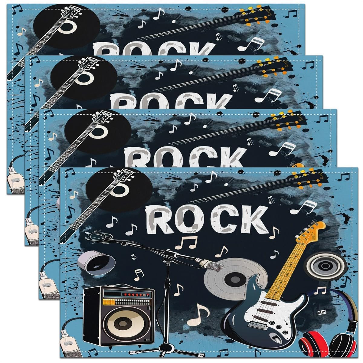 Kids Outdoor Kitchen - Rockmuziek Placemats Set van 4 18