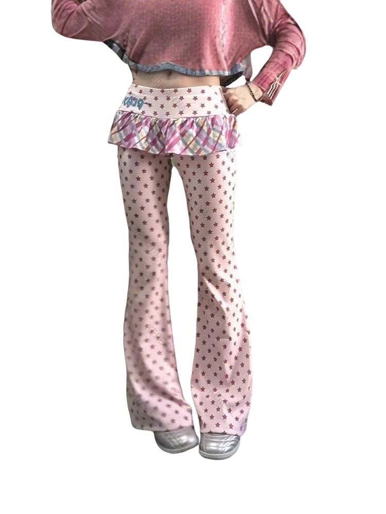 Mini Trampoline Spring - Dames schattige micro-uitlopende broek met sterpatroon,