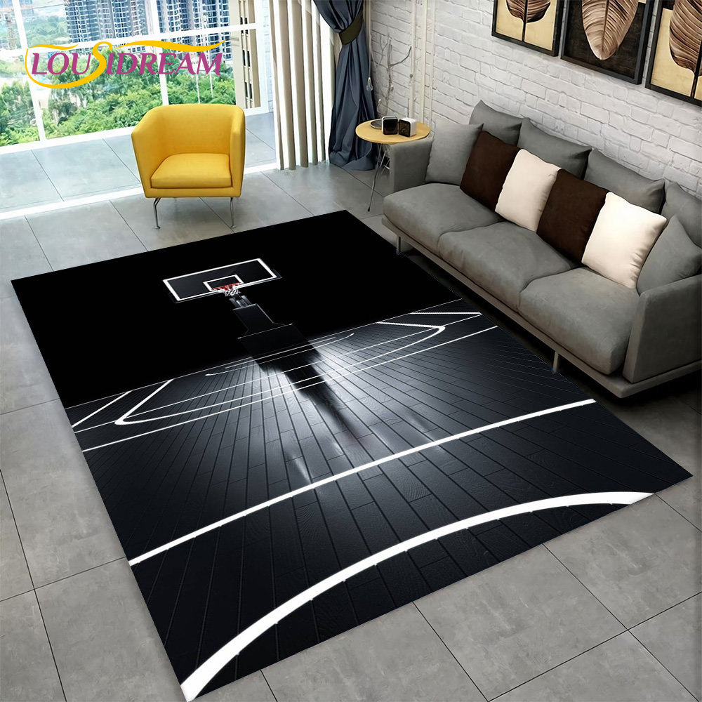 Kids Outdoor Area - 3d Basketbal Cour Cartoon Area Tapijt