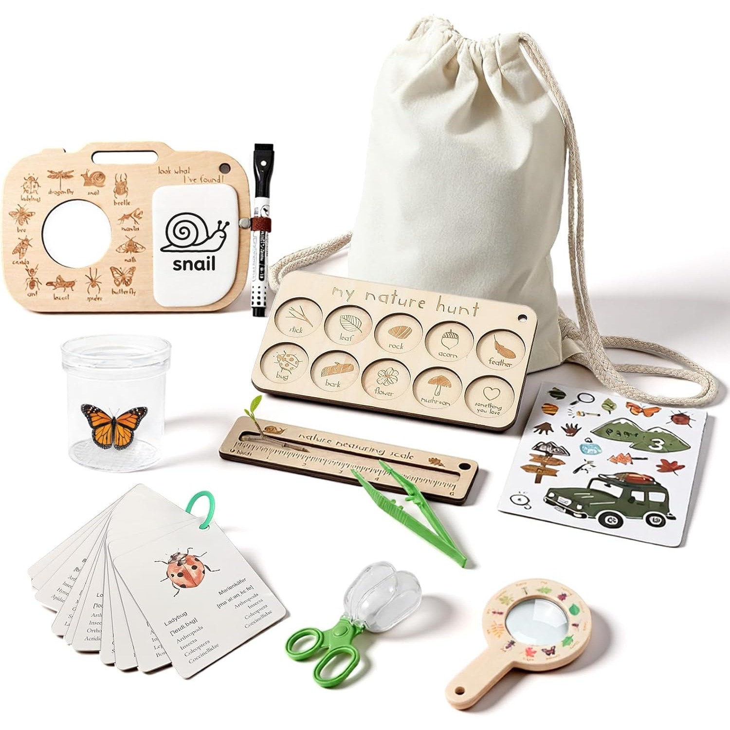 Kids Outdoor Adventure Kit - Insectenvangset voor kinderen met insectenbox, leerkaarten