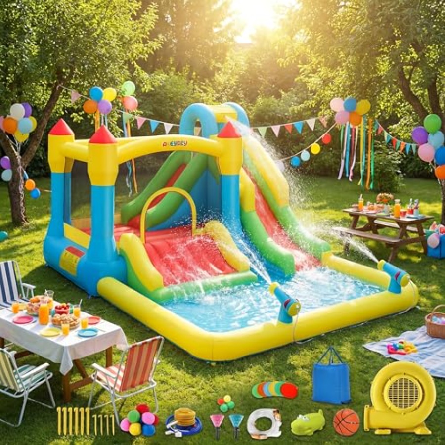 Opblaasbare water springkastee - Kids Outdoor House recensie en prijs