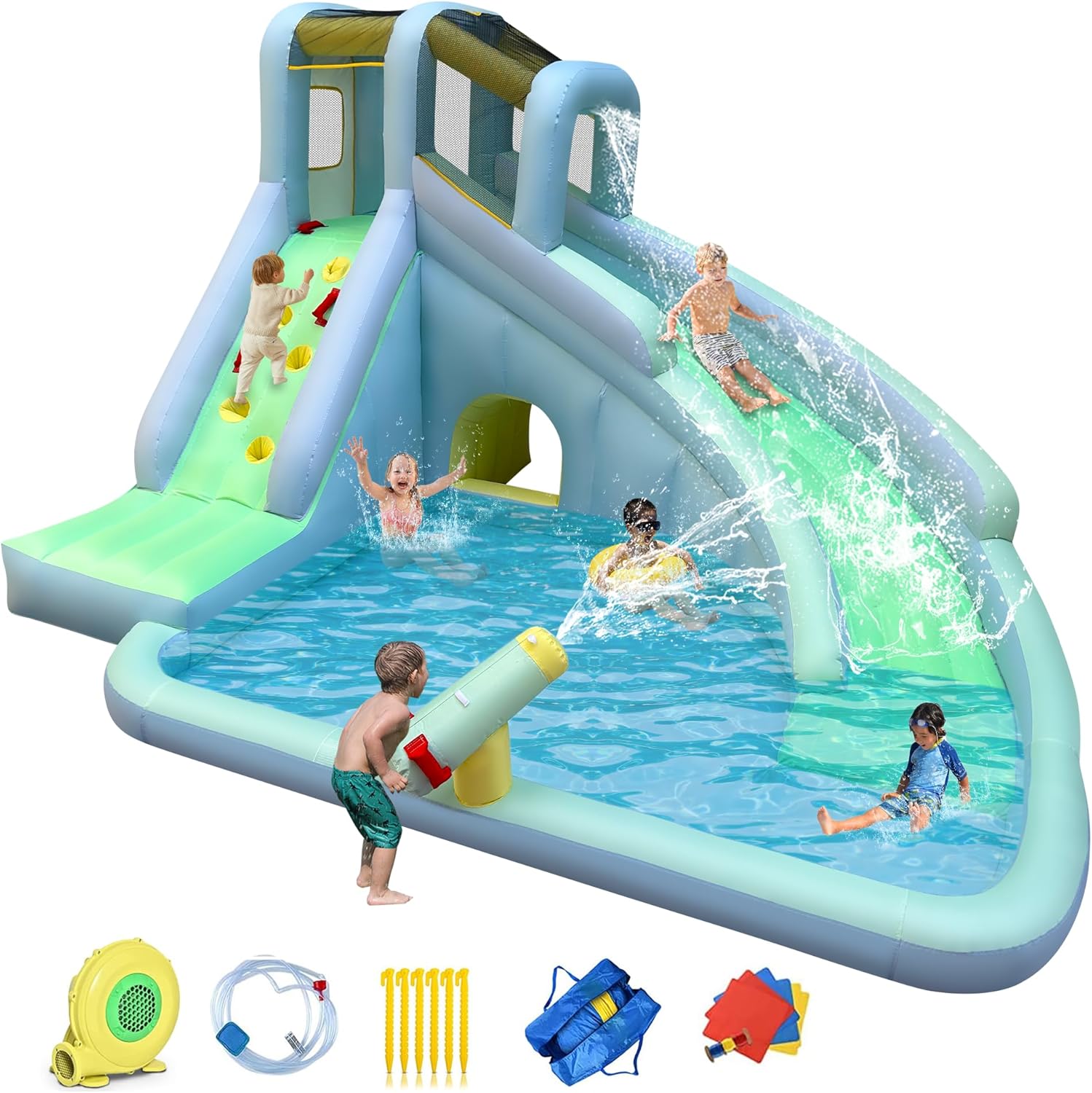 6-in-1 Opblaasbaar Kinderen Sp - Kids Outdoor House With Slide recensie en prijs