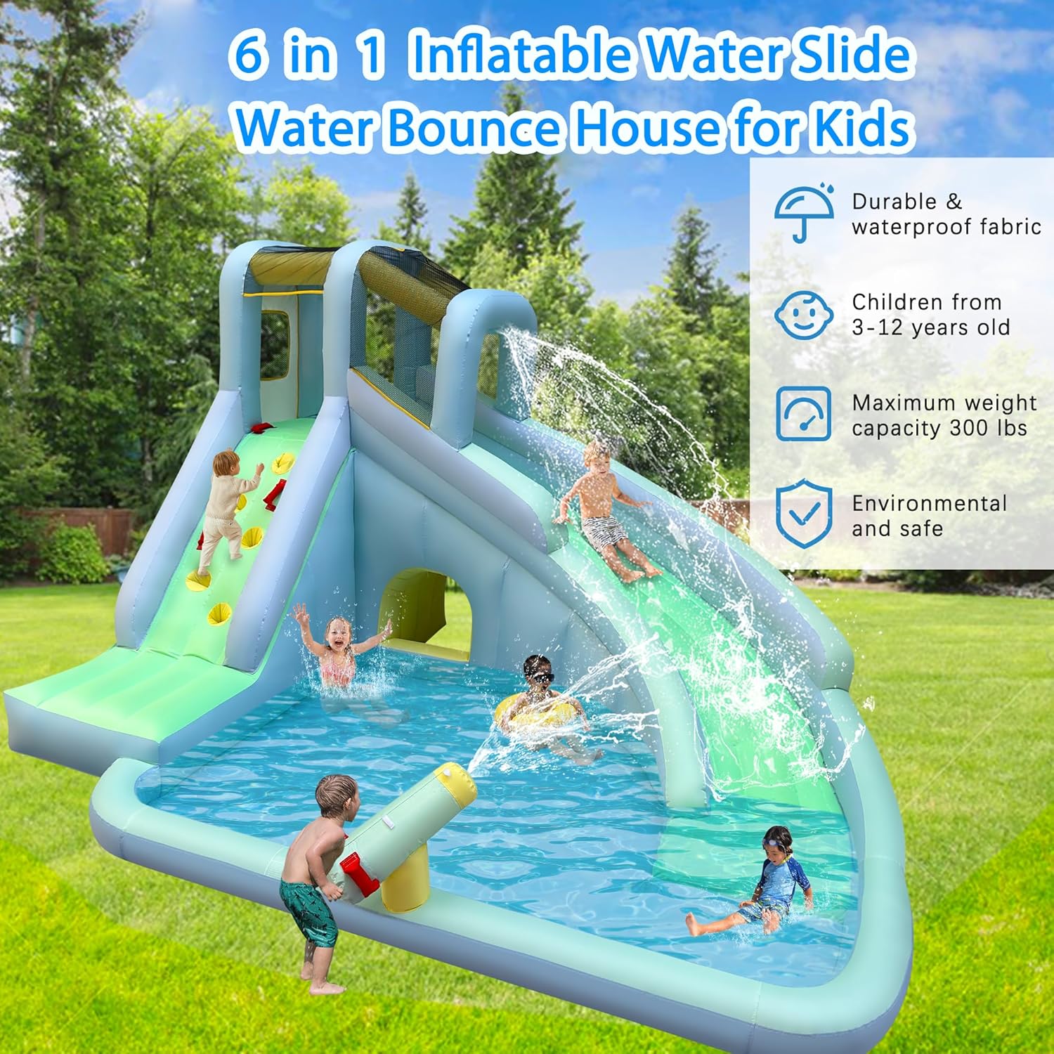 6-in-1 Opblaasbaar Kinderen Sp - Kids Outdoor House With Slide recensie en prijs