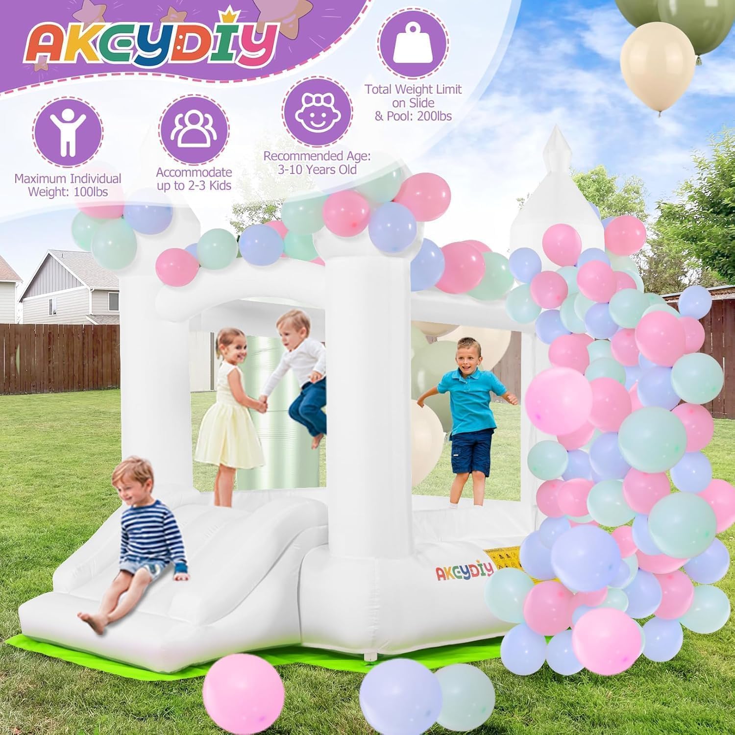 Witte springkasteel binnen en  - Kids Outdoor House recensie en prijs