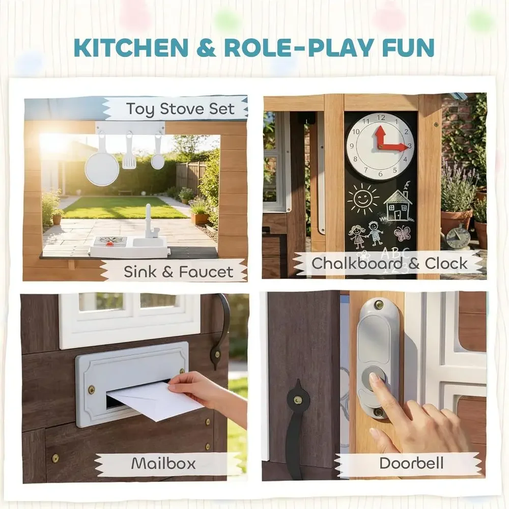 Qaba Buitenspeelhuis met deur  - Kids Outdoor Kitchen recensie en prijs