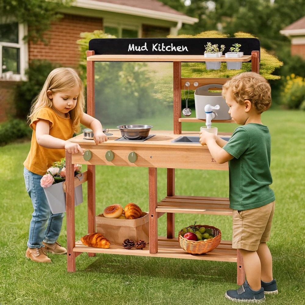 Amerikaanse houten modderkeuke - Kids Outdoor Sink recensie en prijs