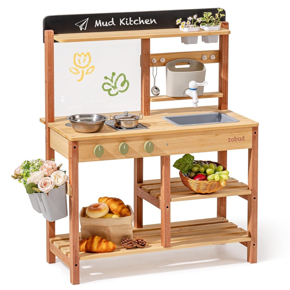 Amerikaanse houten modderkeuke - Kids Outdoor Sink recensie en prijs