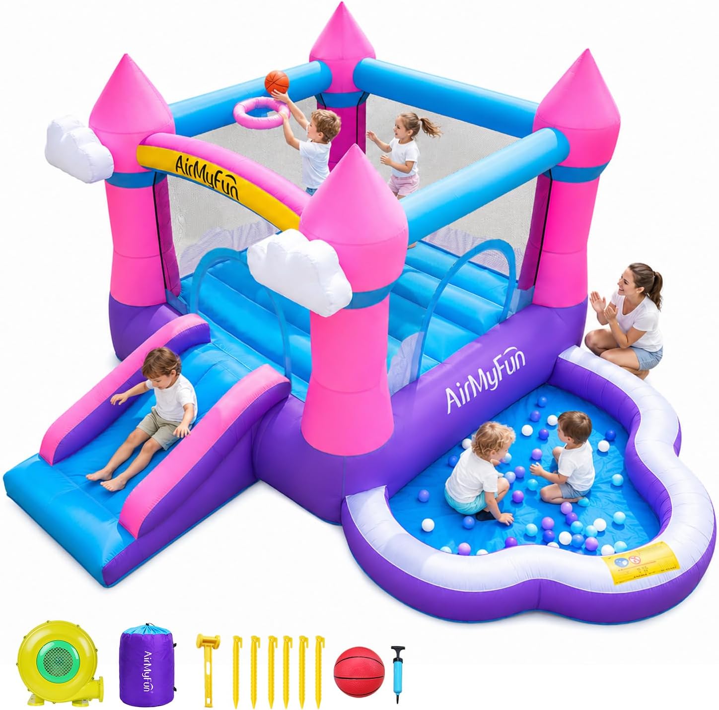 Roze opblaasbare springkasteel - Kids Outdoor House recensie en prijs