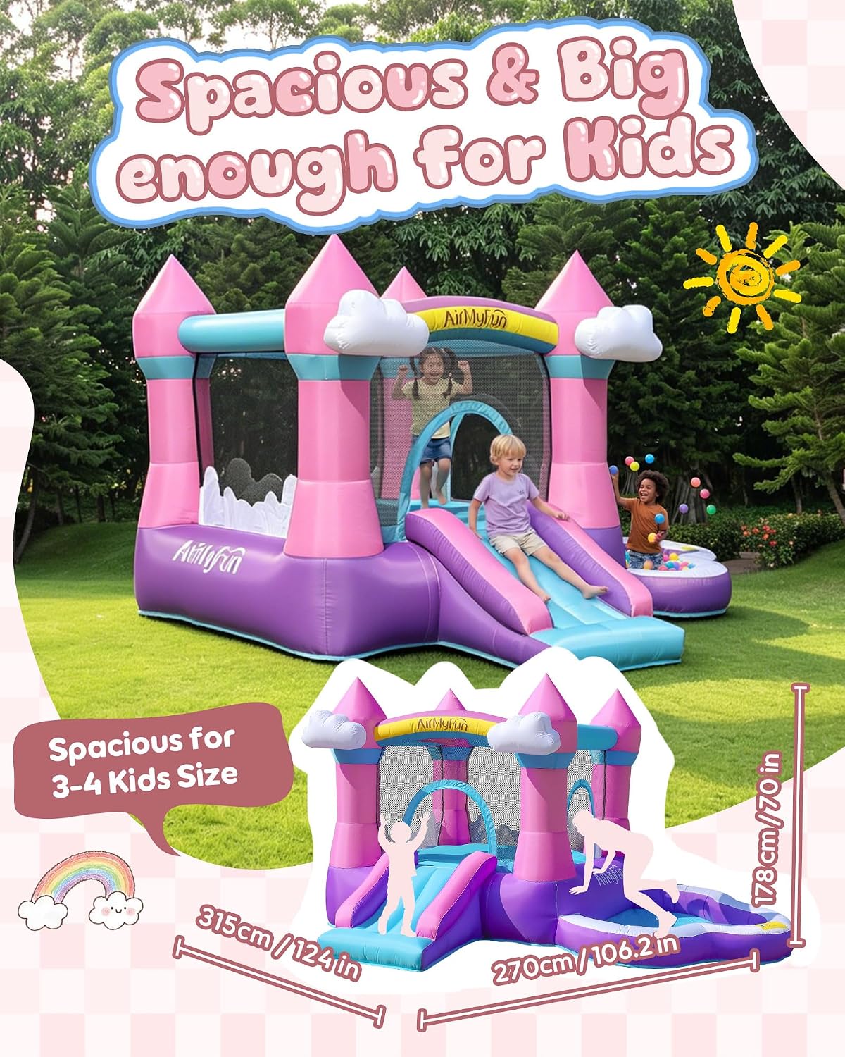 Roze opblaasbare springkasteel - Kids Outdoor House recensie en prijs