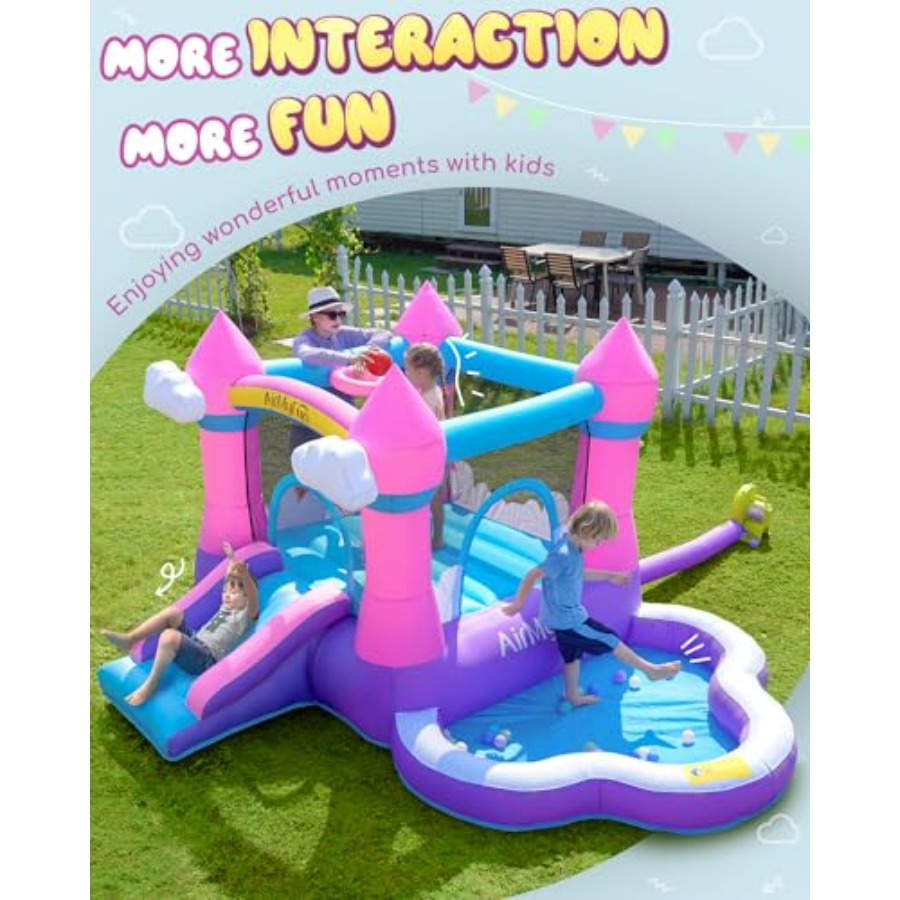 Roze opblaasbare springkasteel - Kids Outdoor House recensie en prijs