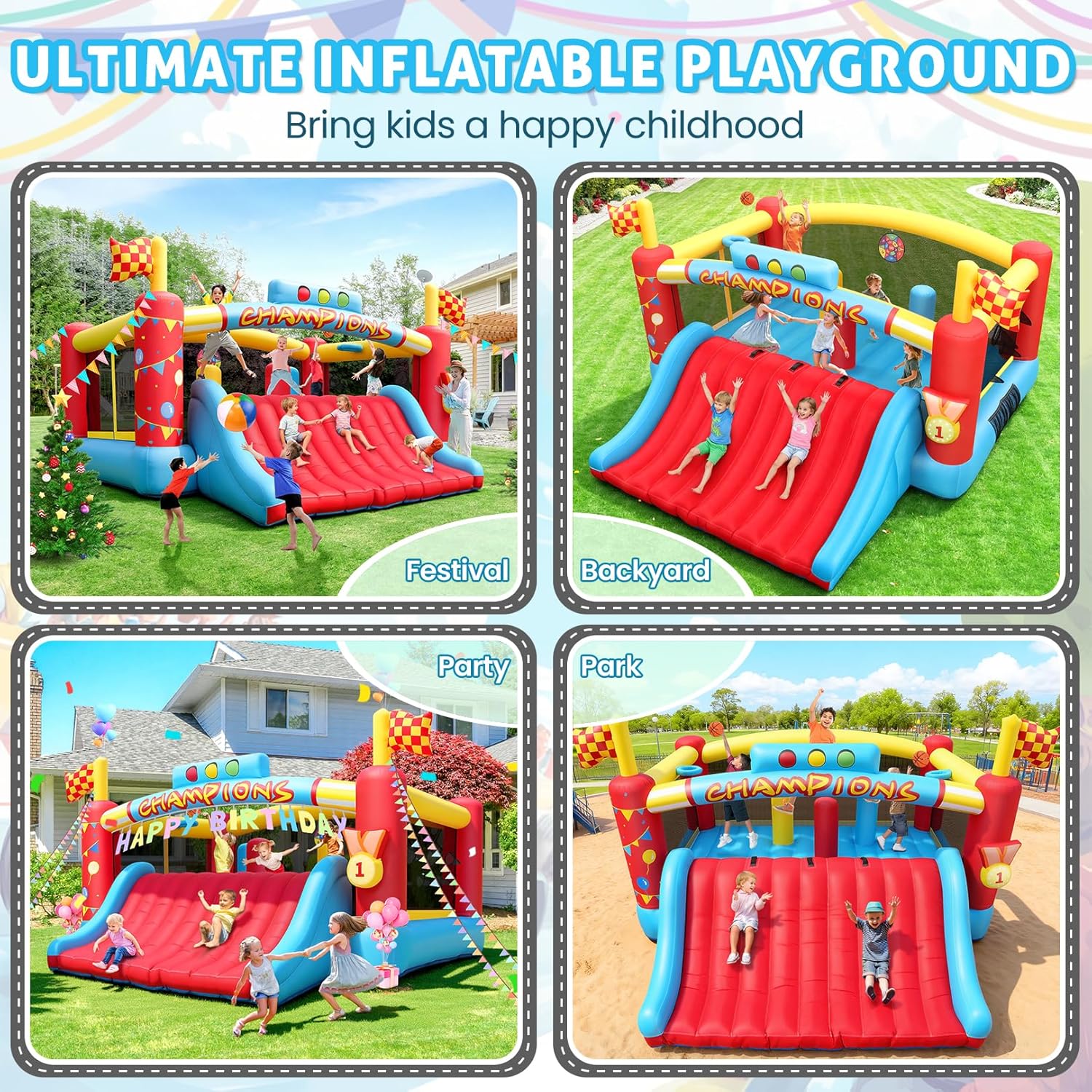 Grote opblaasbare springkastee - Kids Outdoor House recensie en prijs