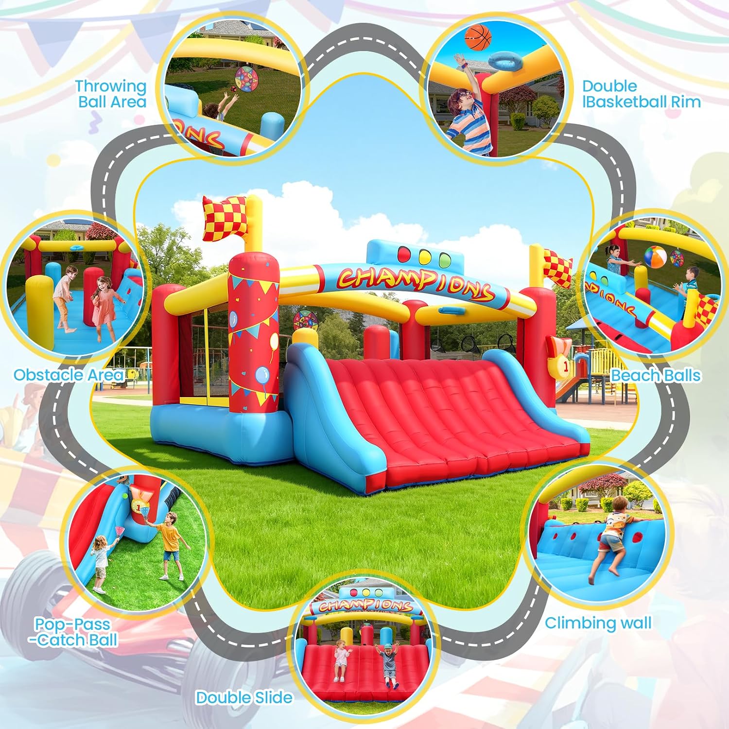 Grote opblaasbare springkastee - Kids Outdoor House recensie en prijs