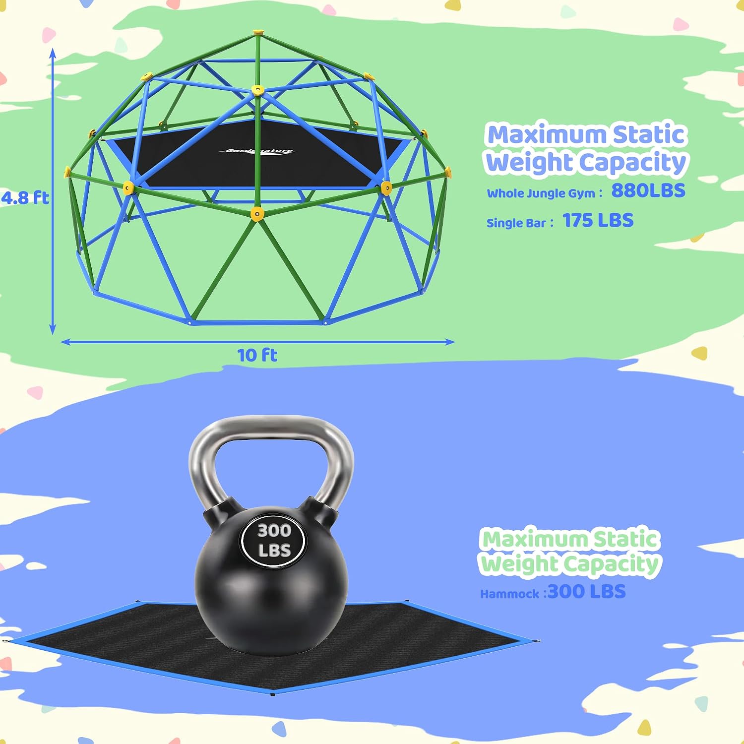 10FT Klimdom met hangmat, buit - Kids Outdoor Jungle Gym Dome recensie en prijs