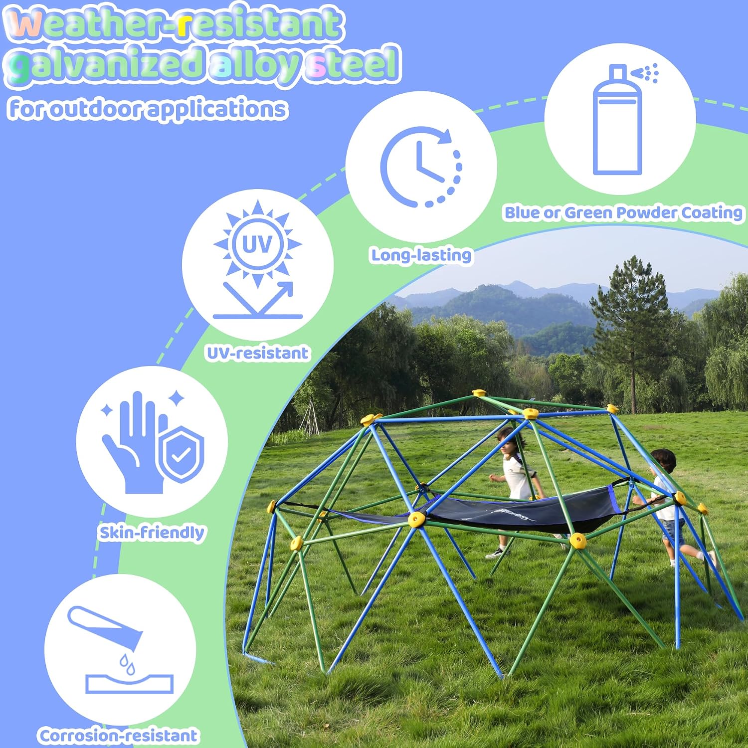 10FT Klimdom met hangmat, buit - Kids Outdoor Jungle Gym Dome recensie en prijs