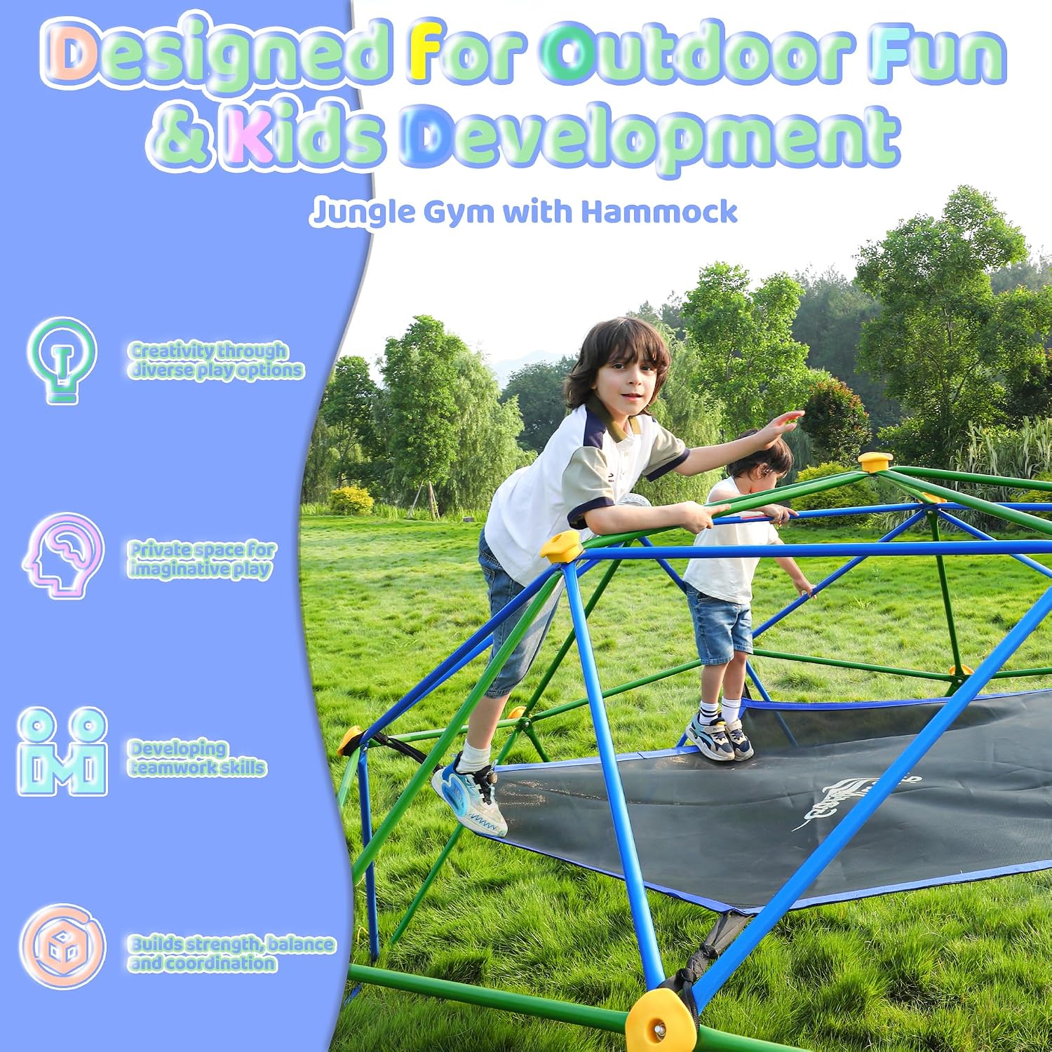 10FT Klimdom met hangmat, buit - Kids Outdoor Jungle Gym Dome recensie en prijs